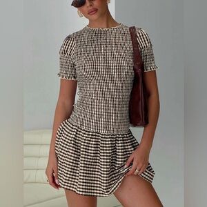 Princess Polly Brown and White Checkered Dress